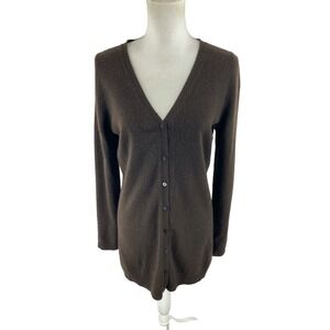 Adrienne Vittadini Italian Cashmere M Knit Cardigan‎ Sweater Blue Long Sleeve